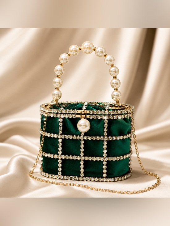 Caried Handbags - Elegant Pearl-Embellished Green Handbag 💚💚